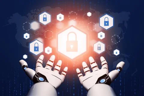 Futuristic robot artificial intelligence concept. 3D illustration. Stock-Illustration