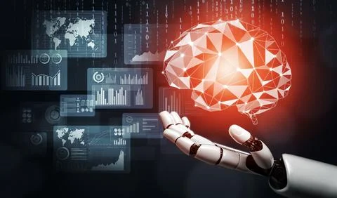 Futuristic robot artificial intelligence concept. 3D illustration. 스톡 일러스트