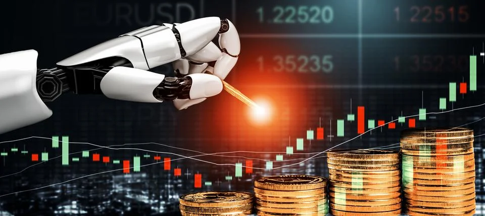 Futuristic robot artificial intelligence concept. 3D illustration. Illustrazione stock