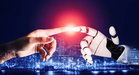 Futuristic robot artificial intelligence concept. 3D illustration. Stock Illustration