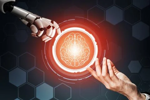 Futuristic robot artificial intelligence concept. 3D illustration. Stock Illustration