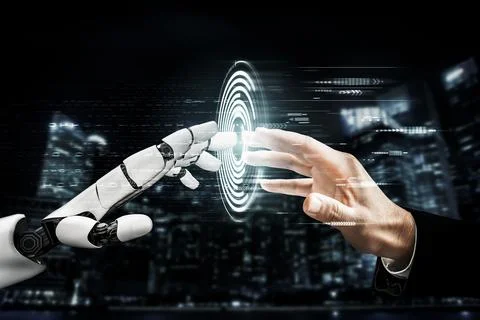 Futuristic robot artificial intelligence concept. 3D illustration. Stock Illustration