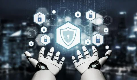 Futuristic robot artificial intelligence concept. 3D illustration. Stock-Illustration