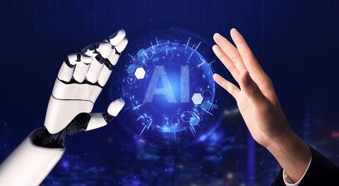 Futuristic robot artificial intelligence concept. 3D illustration. 스톡 일러스트