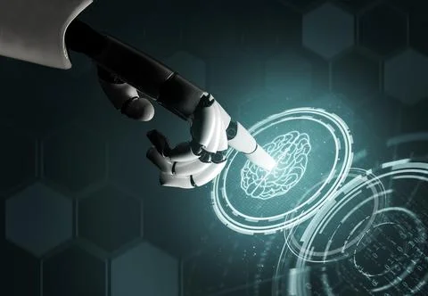 Futuristic robot artificial intelligence concept. 3D illustration. イラスト素材