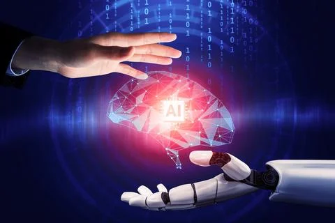 Futuristic robot artificial intelligence concept. 3D illustration. 스톡 일러스트