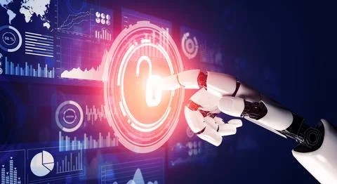 Futuristic robot artificial intelligence concept. 3D illustration. Stock-Illustration