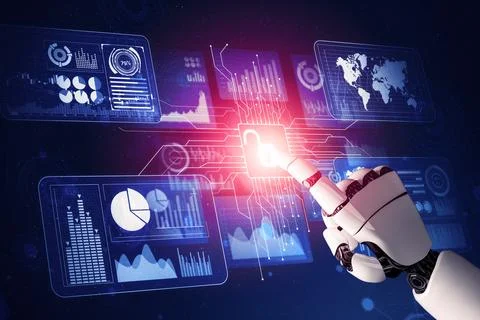 Futuristic robot artificial intelligence concept. 3D illustration. Stock-Illustration