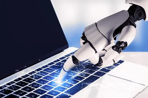 Futuristic robot artificial intelligence concept. 3D illustration. Stock Illustration