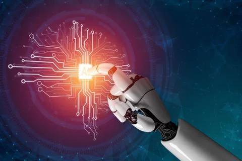 Futuristic robot artificial intelligence concept. 스톡 사진