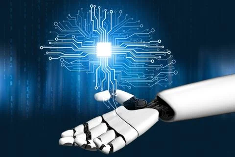 Futuristic robot artificial intelligence concept. Stock Photos