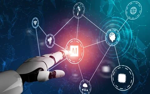 Futuristic robot artificial intelligence concept. Foto stock