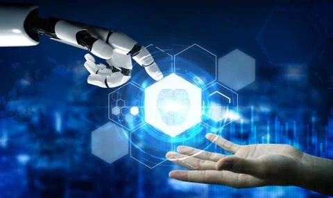 Futuristic robot artificial intelligence concept. Foto stock