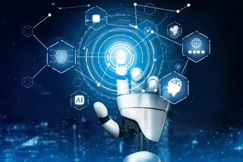 Futuristic robot artificial intelligence concept. Foto stock