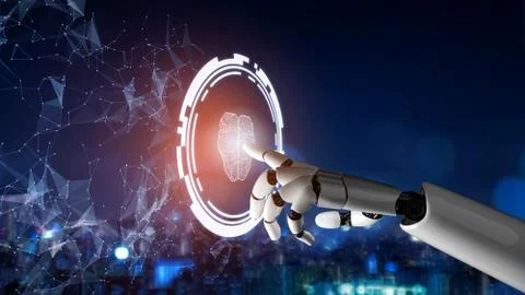 Futuristic robot artificial intelligence concept. 스톡 사진