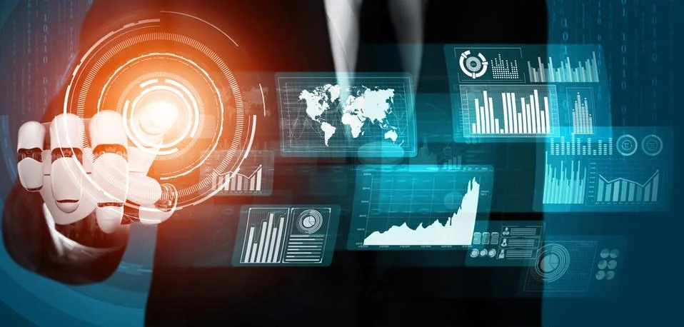Futuristic robot artificial intelligence concept. Stock Photos