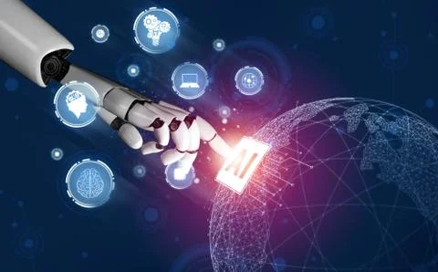 Futuristic robot artificial intelligence concept. 스톡 사진