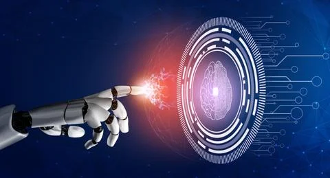 Futuristic robot artificial intelligence concept. 스톡 사진