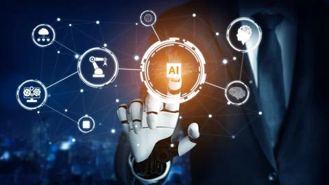 Futuristic robot artificial intelligence concept. Foto stock