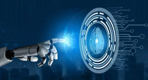 Futuristic robot artificial intelligence concept. 스톡 사진