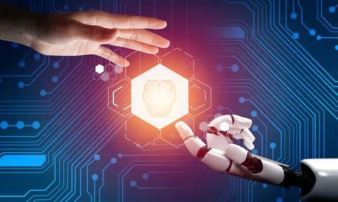 Futuristic robot artificial intelligence concept. Foto stock