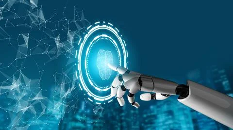 Futuristic robot artificial intelligence concept. 스톡 사진