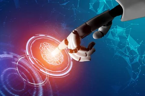 Futuristic robot artificial intelligence concept. 스톡 사진