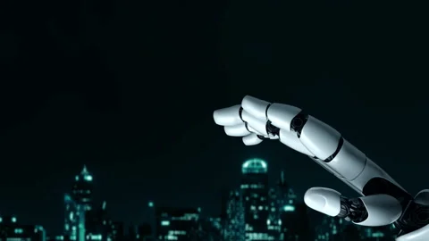 Futuristic robot artificial intelligence enlightening AI technology concept Stock Footage 177791703