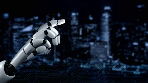 Futuristic robot artificial intelligence enlightening AI technology concept Video stock 181802863