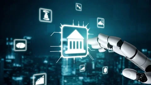 Futuristic robot artificial intelligence enlightening AI technology concept Stock Footage 184819058