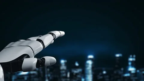 Futuristic robot artificial intelligence enlightening AI technology concept Stock Footage 196673889
