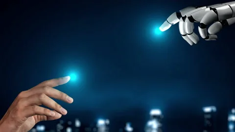Futuristic robot artificial intelligence enlightening AI technology concept Stock Footage 200085226