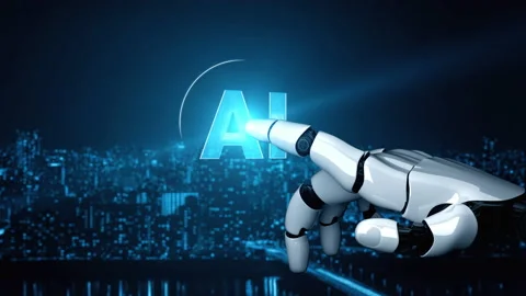 Futuristic robot artificial intelligence enlightening AI technology concept Stock-Footage 200928927