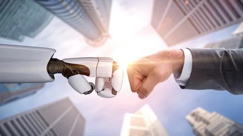 Futuristic robot artificial intelligence enlightening AI technology concept イラスト素材