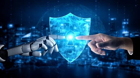 Futuristic robot artificial intelligence enlightening AI technology concept Stock-Illustration