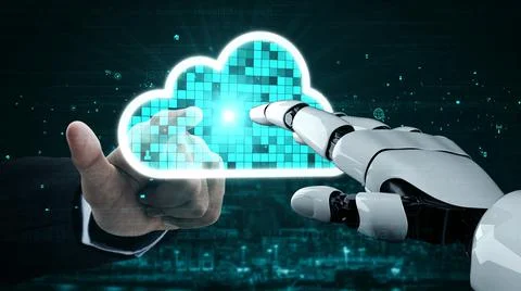 Futuristic robot artificial intelligence enlightening AI technology concept Stock Illustration