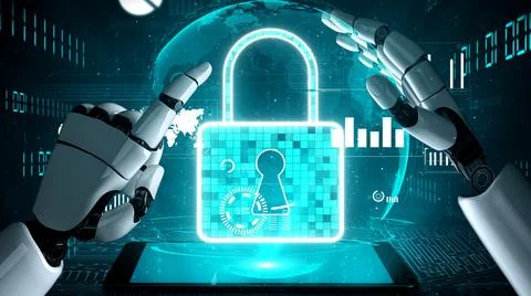 Futuristic robot artificial intelligence enlightening AI technology concept Stock Illustration