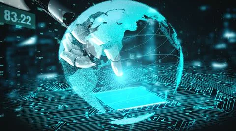 Futuristic robot artificial intelligence enlightening AI technology concept イラスト素材