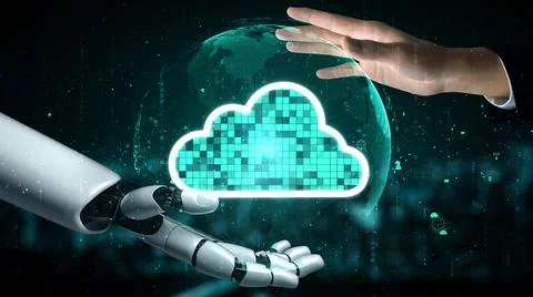 Futuristic robot artificial intelligence enlightening AI technology concept Stock Illustration