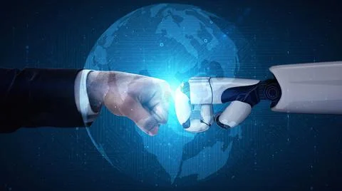 Futuristic robot artificial intelligence enlightening AI technology concept イラスト素材