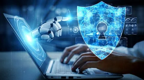 Futuristic robot artificial intelligence enlightening AI technology concept Stock-Illustration