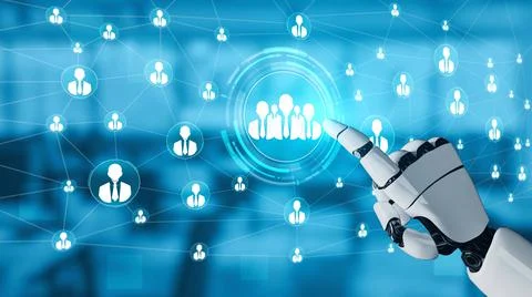 Futuristic robot artificial intelligence enlightening AI technology concept Stock Illustration