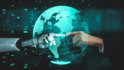 Futuristic robot artificial intelligence enlightening AI technology concept Stock Illustration