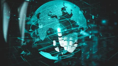 Futuristic robot artificial intelligence enlightening AI technology concept Stock Illustration