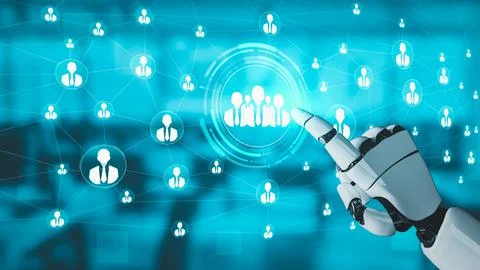 Futuristic robot artificial intelligence enlightening AI technology concept Stock Illustration