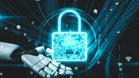 Futuristic robot artificial intelligence enlightening AI technology concept イラスト素材