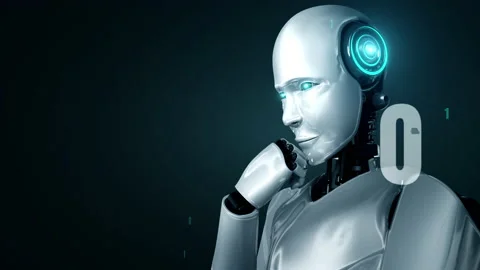 Futuristic robot artificial intelligence huminoid AI programming coding Stock Footage 206968953