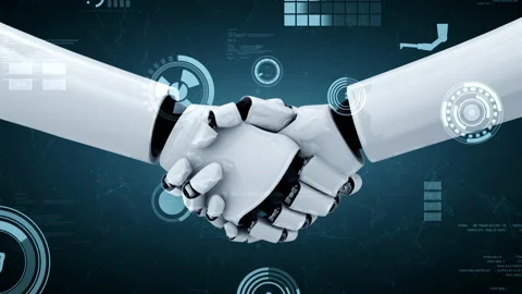 Futuristic robot artificial intelligence huminoid AI for industrial factory Video stock 212516517