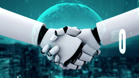 Futuristic robot artificial intelligence huminoid AI programming coding Stock Footage 218182784