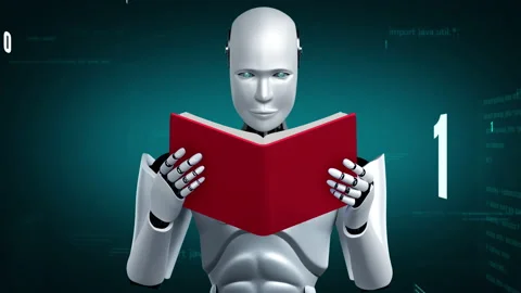 Futuristic robot artificial intelligence huminoid AI programming coding Stock Footage 219693247